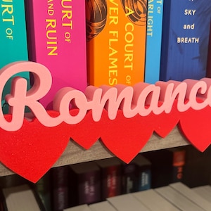 3D Printed Romance Sign – BookTok Aesthetic for Book & DVD Shelves