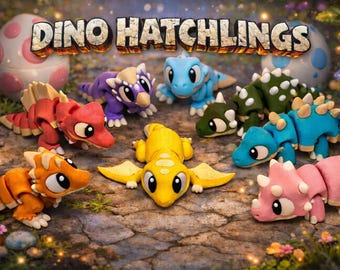 Articulated Dinosaur Hatchling with Egg – 3D Printed Baby Dino Figure, Collectible Desk Toy, Dinosaur Gift