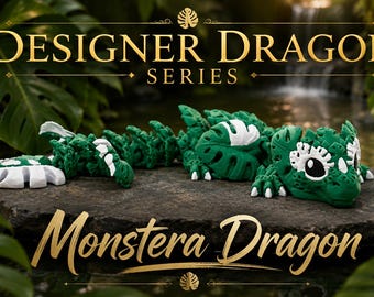 Monstera Dragon | Designer Dragon Series | Articulated 3D Printed Dragon | Tropical Plant Inspired Collectible | Flexible Fantasy Dragon