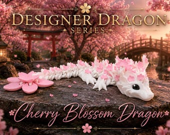 Cherry Blossom Dragon | Designer Dragon Series | Articulated 3D Printed Dragon | Sakura Inspired Collectible | Floral Fantasy Dragon