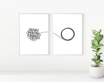 Therapy Office Art: Untangling Thoughts Print (Digital Download)
