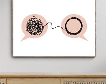 Póster de terapia de conversación: Desenredando la mente, decoración de la oficina del consejero (descarga digital)