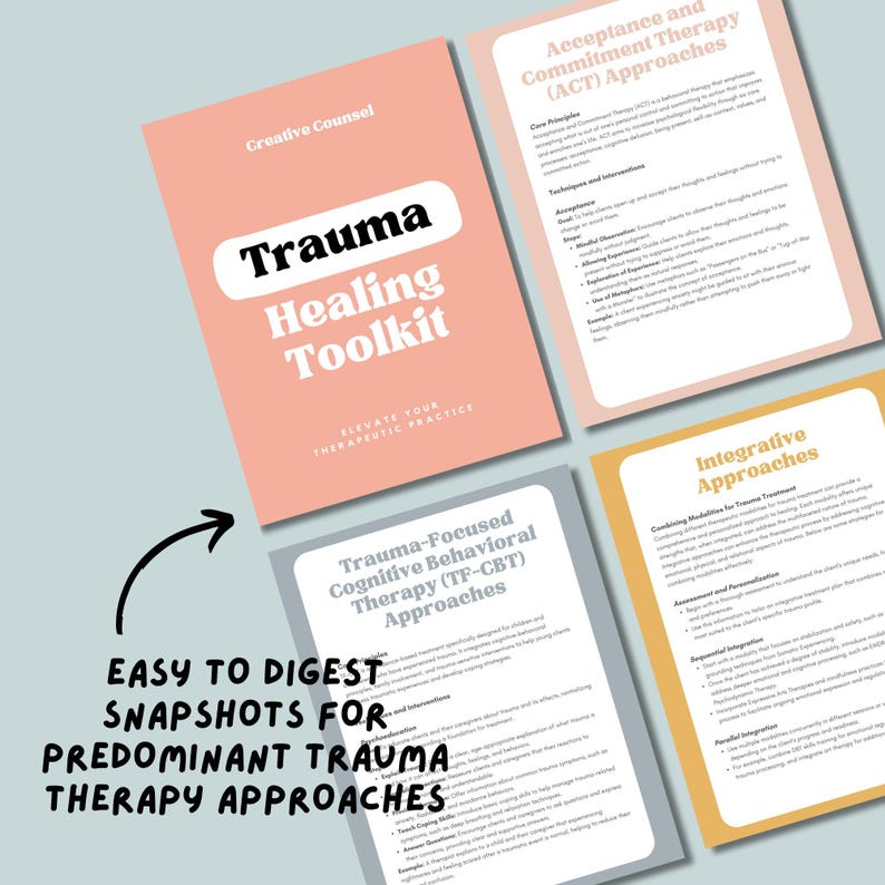 Trauma Therapy Worksheets Healing Resource Cheatsheet Counseling ...
