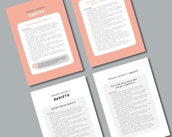 Anxiety Therapy Prompts: Self-Care Worksheet (Digital Download)