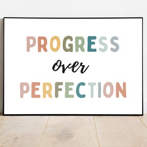 Fare progressi poster di ispirazione decorazione motivazione aula affermazione positiva ufficio tipografia boho salute mentale motivazionale