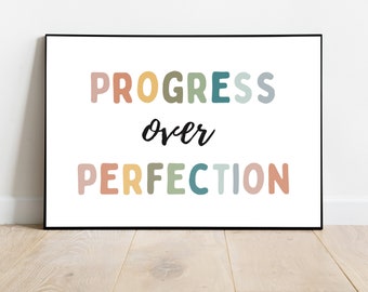 Making Progress Poster: Boho Classroom Decor, Inspirational Typography (Digital Download)