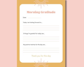 Morning gratitude journal prompt personal reflection daily reflections reflect review worksheet journaling morning routine