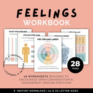 Emotion processing worksheets managing emotions feelings wheel list school counselor emotional coping skills self-awareness self-reflection