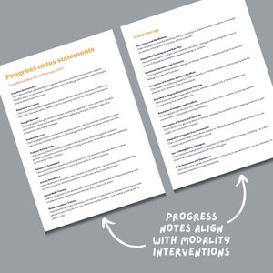 progress notes statements and prompts 15 therapy modalities included