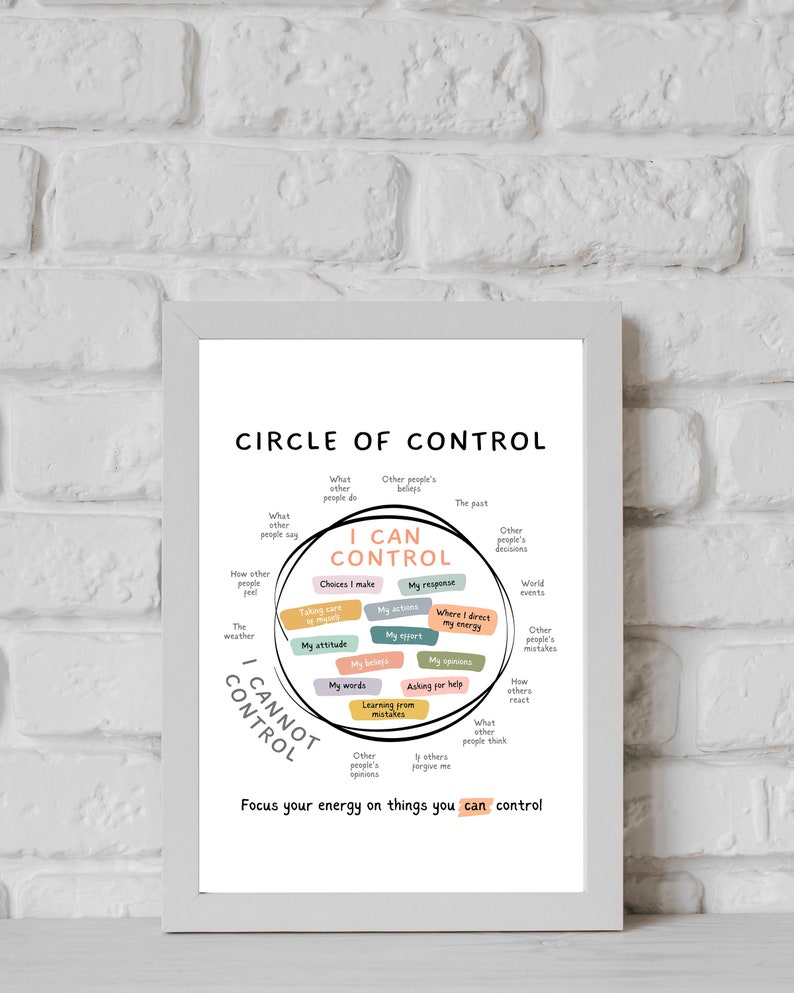 Circle of control, what I can control, what I cannot control, things you can control, things I can control poster