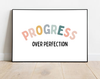 Fortschritt Over Perfection Poster: Inspirierende Klassenzimmer Dekoration (Digitaler Download)