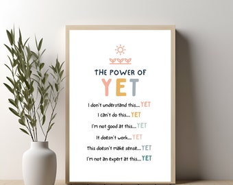 Dieses Poster: The Power of Yet, Boho Klassenzimmer Deko (PDF)