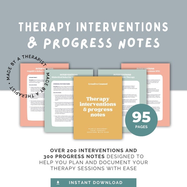 Therapy intervention phrases progress notes cheat sheet for therapists counselors mental health professionals clinical notes psychotherapy