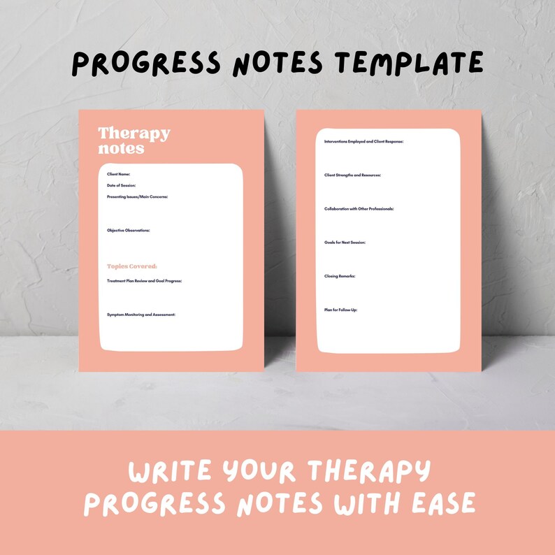 Therapy Progress Notes Template: Counseling Worksheet (editable PDF) - Etsy