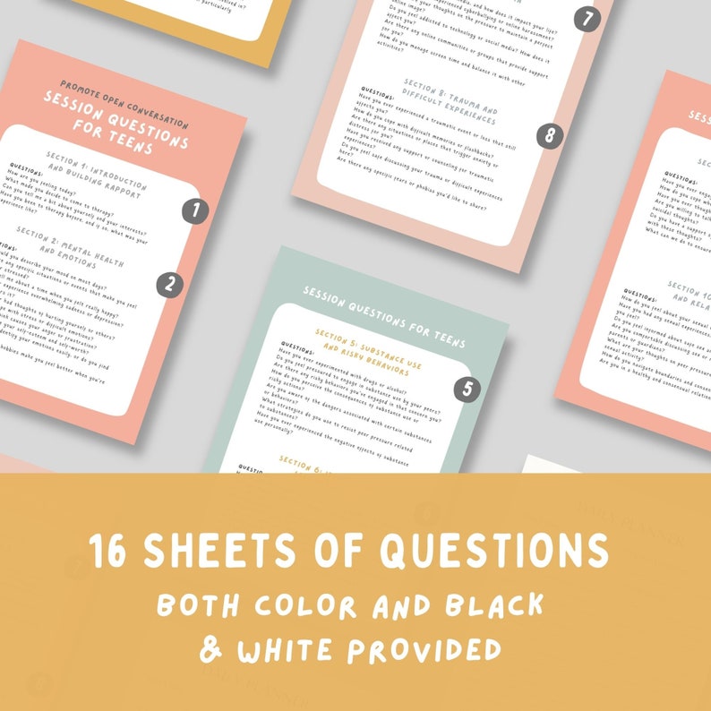 Session questions for teen clients