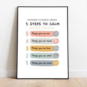 5 Steps to Calm Poster: Angst-Erdungstechnik (Digitaler Download)
