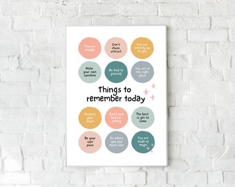 Póster con afirmaciones inspiradoras: Decoración bohemia para la salud mental (Descarga digital)