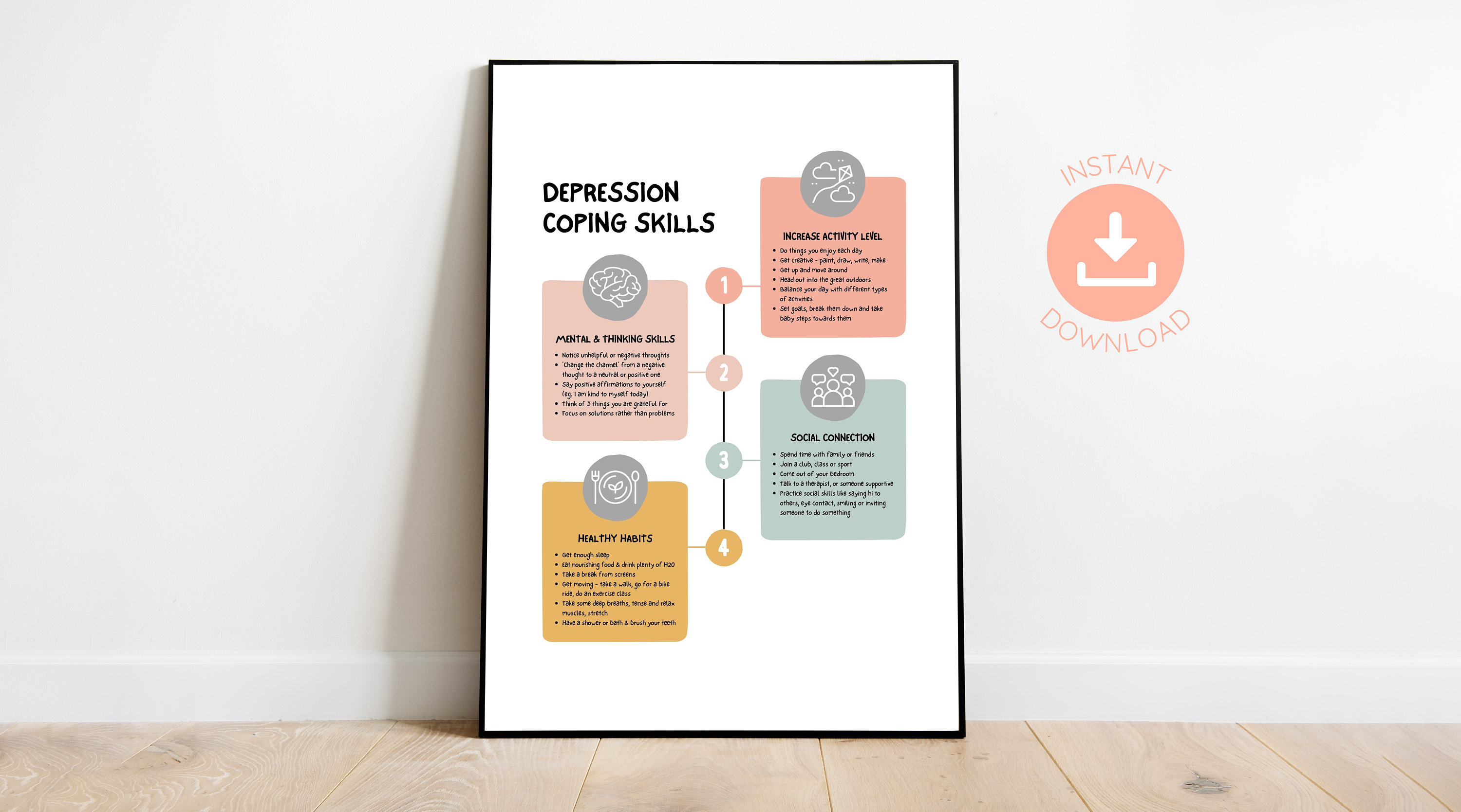 Depression Coping Skills Poster, Mental Health Printable (PDF) - Etsy