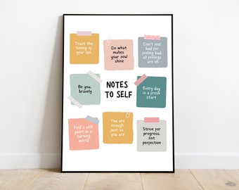 Notes to Self Poster: Inspirational Affirmations, Mental Gesundheit Poster (Digitaler Download)