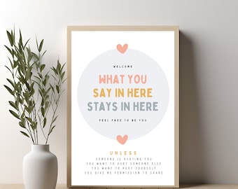 Therapy Office Decor Poster: What You Say Stays In Here (PDF)