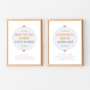 Oficinas de terapia en inglés y español, decoración de paredes, oficina, nuevo póster de terapeuta, consejero escolar, psicología de consejería, TCC, TCD