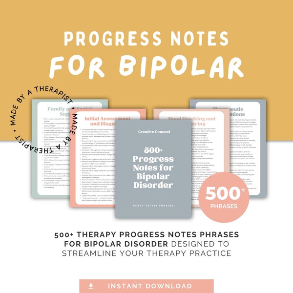 Bipolar disorder therapy progress notes sessions bi polar statements worksheet counselor intervention therapist counseling psychotherapy