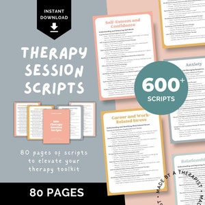 Therapy session scripts cheat sheet for therapists counselors mental health professionals clinical notes psychotherapy