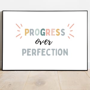 Progress Over Perfection Print: Boho Classroom Decor (Digital Download)