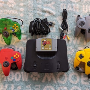 Nintendo 64 Console with Zelda Ocarina of Time up to 4 Controllers and Cables