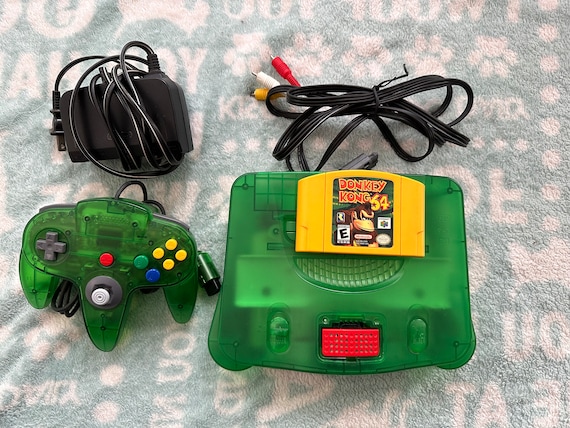 Jungle Green Nintendo 64 Console With Donkey Kong 64 Expansion Pak Controller Etsy