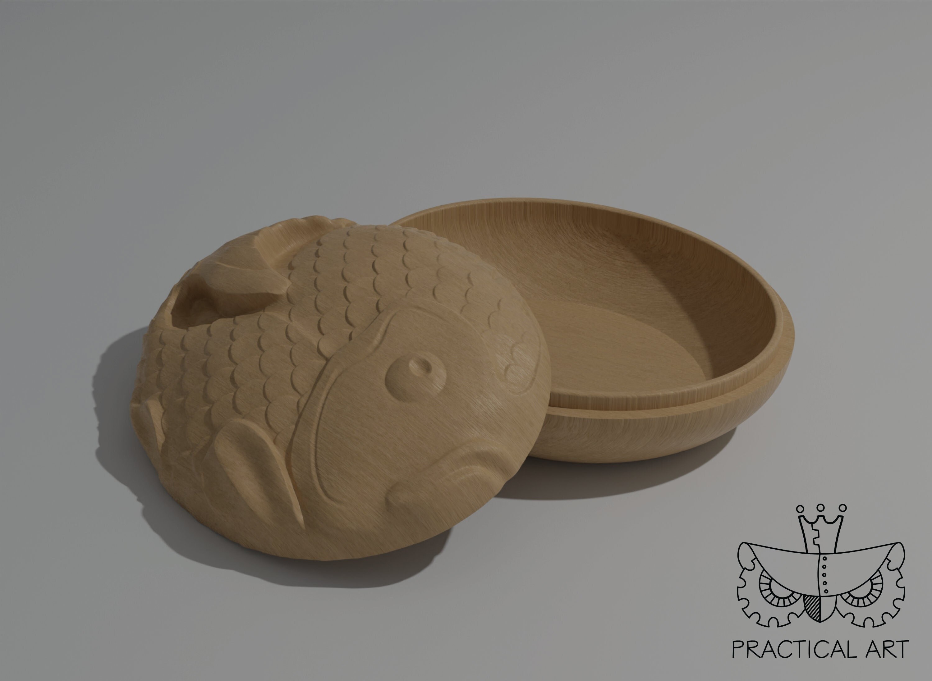 Japanese-style Fish shaped Oval Jewelry box - Files for CNC and 3D Printer for sale  