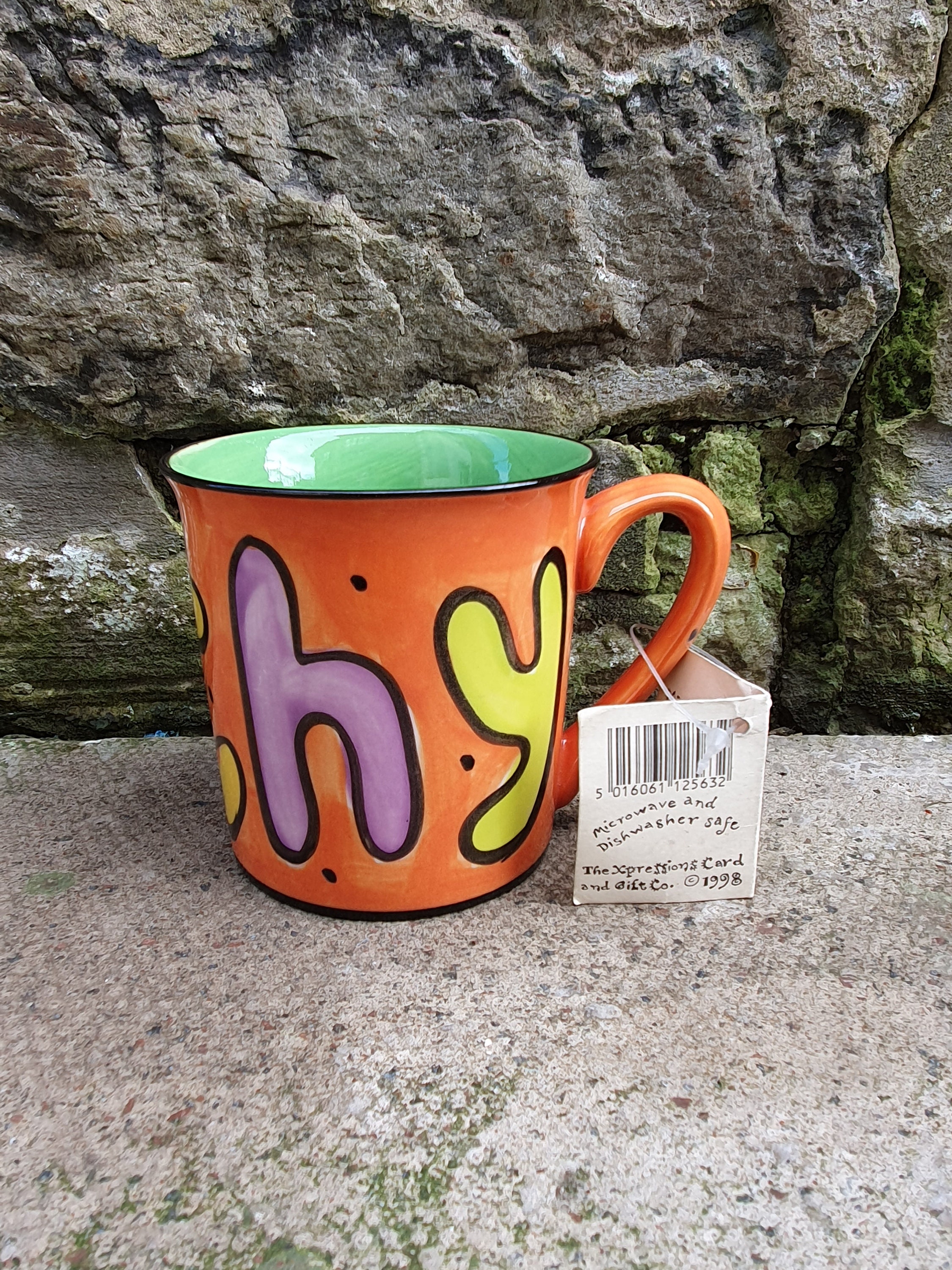 Hand Painted Mary Rose Young 1998 Mug Orange Green Cathy - Etsy UK