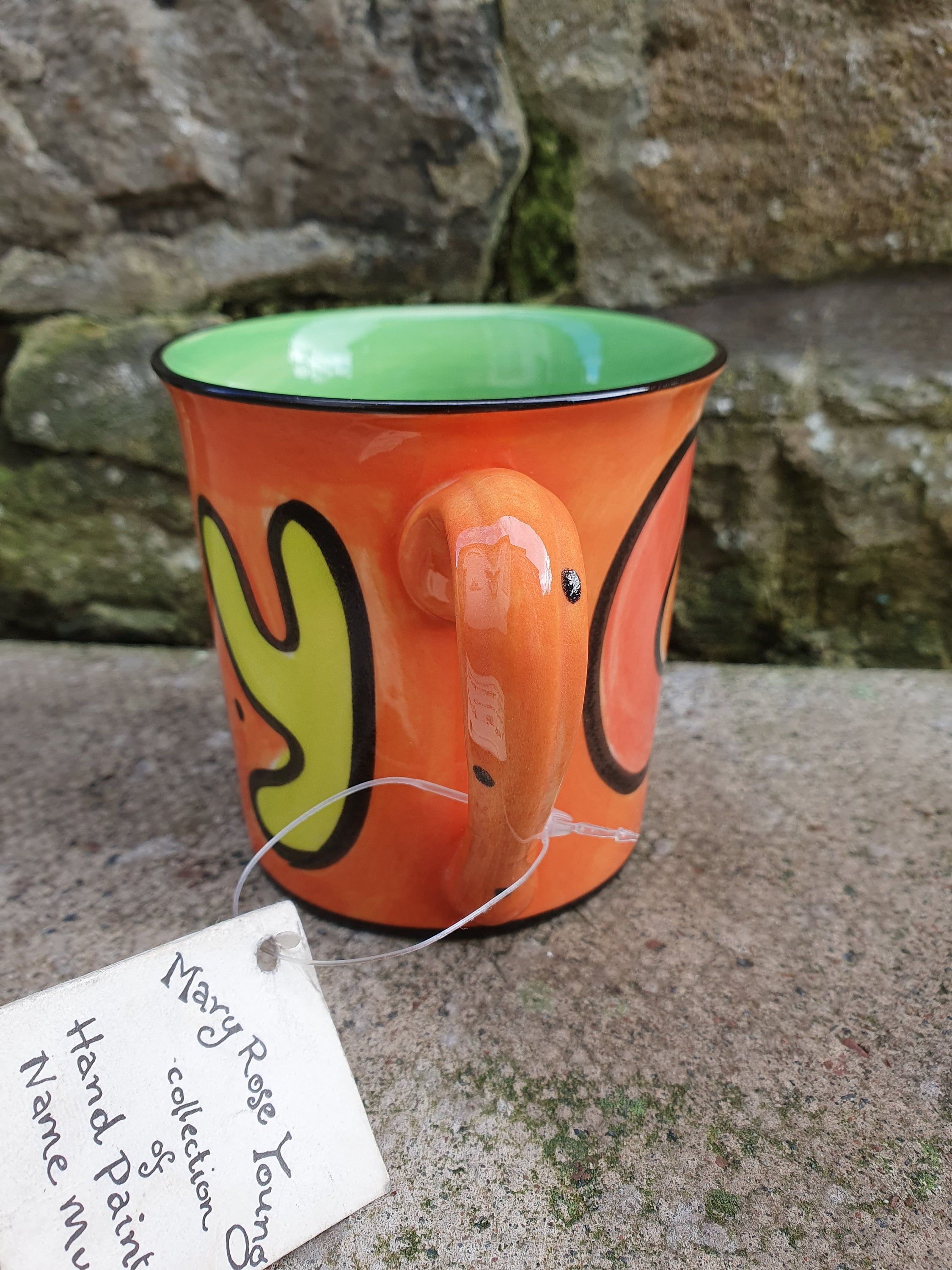 Hand Painted Mary Rose Young 1998 Mug Orange Green Cathy - Etsy UK