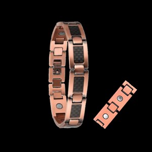 Pulseira em cobre maciço com inserção de carbono - Attis