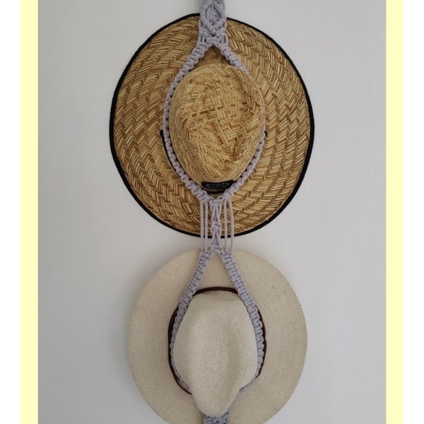 Macrame Double Hat Hanger Pattern in 14 easy steps | digital download pdf