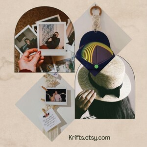 May include: A white macrame wall hanging with a wooden ring and a navy blue baseball cap with a rainbow design. The wall hanging also has a small card with the text "Out of my wildest dreams, you are the most beautiful thing that has ever happened to me and I am so thankful for you.  Forever yours."