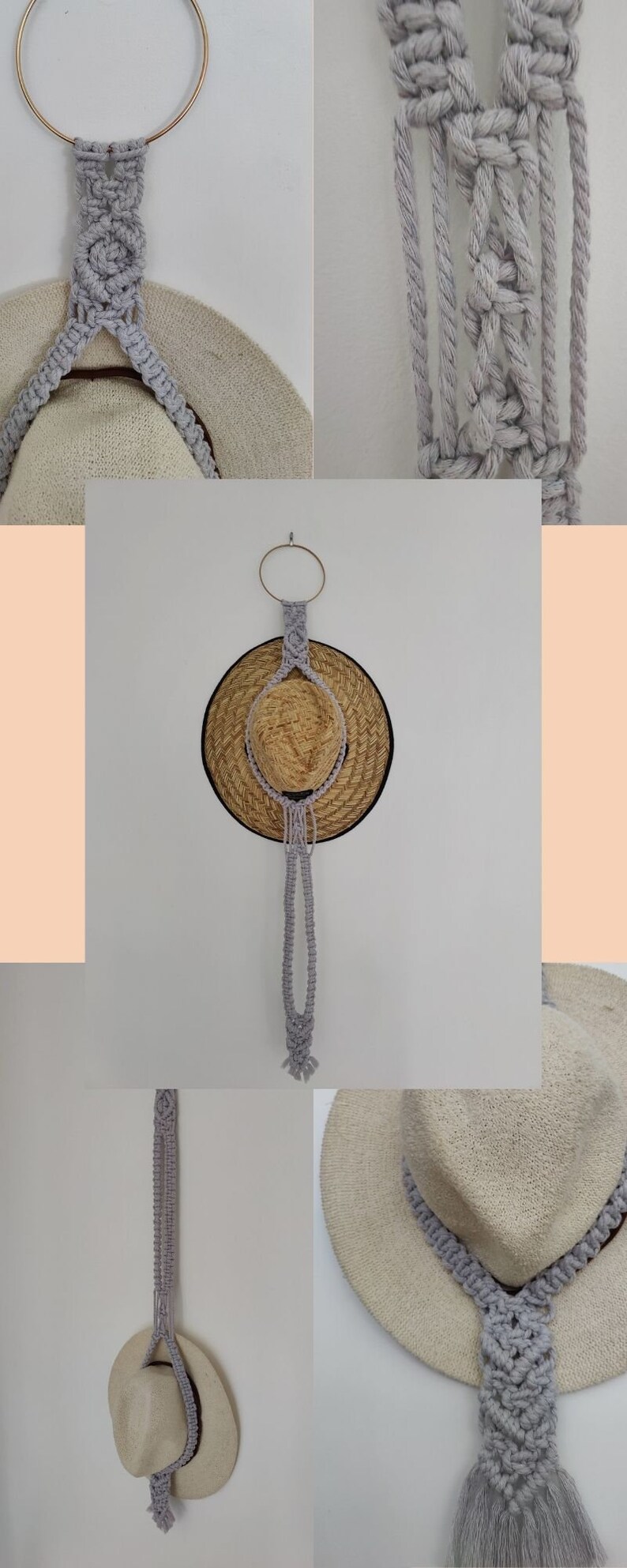 Macrame Cap Pattern Pdf Free Macrame Double Hat Hanger Pattern in 14 Easy Steps | Digital Download ...