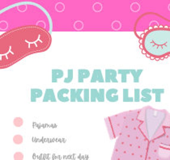 PJ Party Slumber Party Packing List Rules Emergency Phone - Etsy