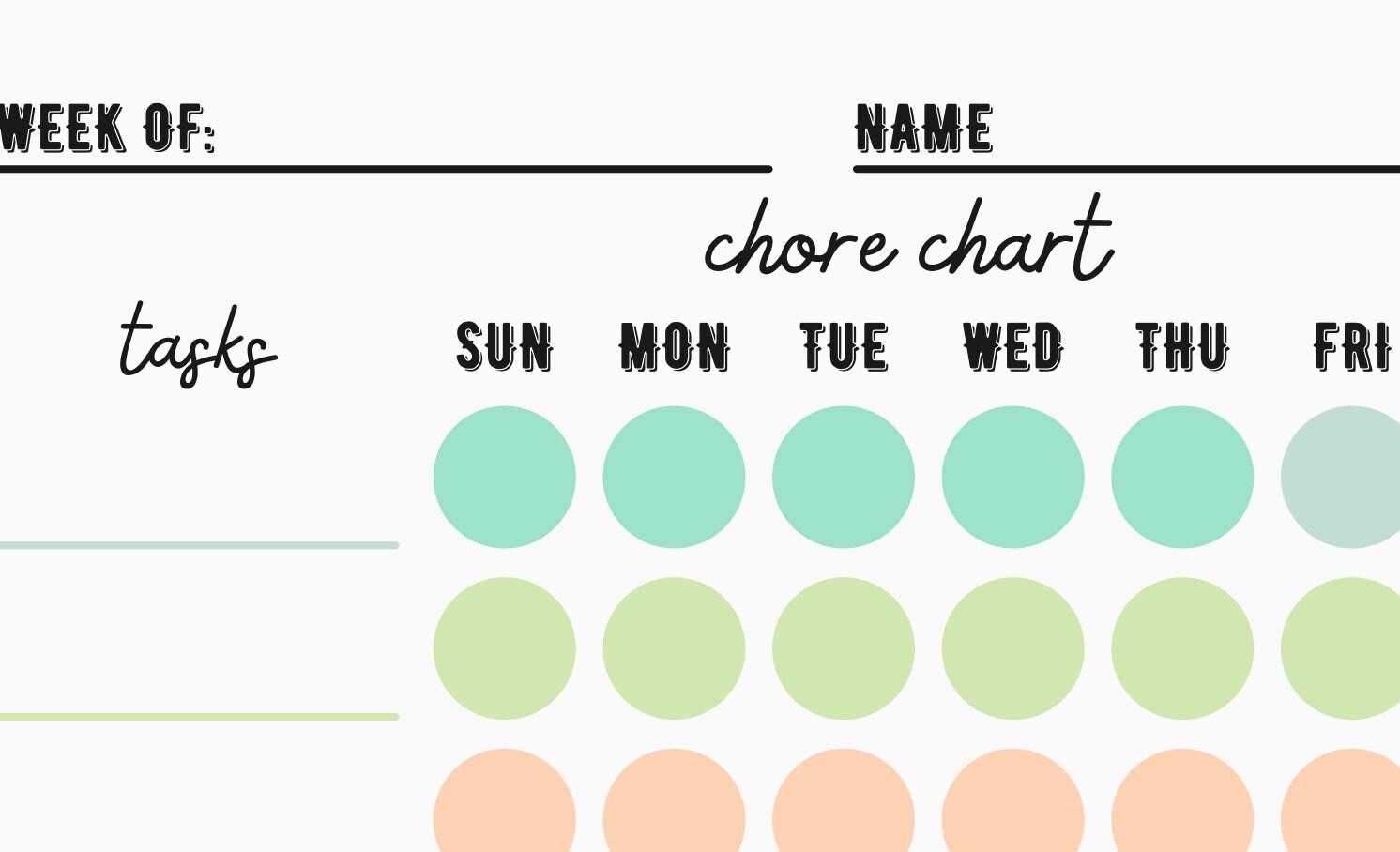 Individual Chore Chart- Bright Colors - Etsy