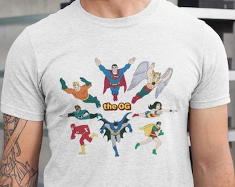 Super Friends Tshirt Thee OG T-shirt Vintage Retro 70s classic Super Hero DC shirt