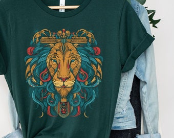 Lion Tshirt Print Lion Mane Shirt Lion Head tee Majestic Elegant Lion Tshirt Narnia Gift for Book Lover