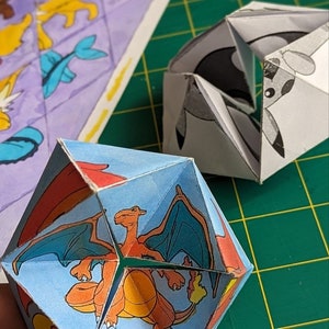 Pokemon Low poly 3D Papercraft Kaleidocycle Attività artigianale con la carta per bambini, Charmander, Eevee, Gardevoir Pokemon Flexagon