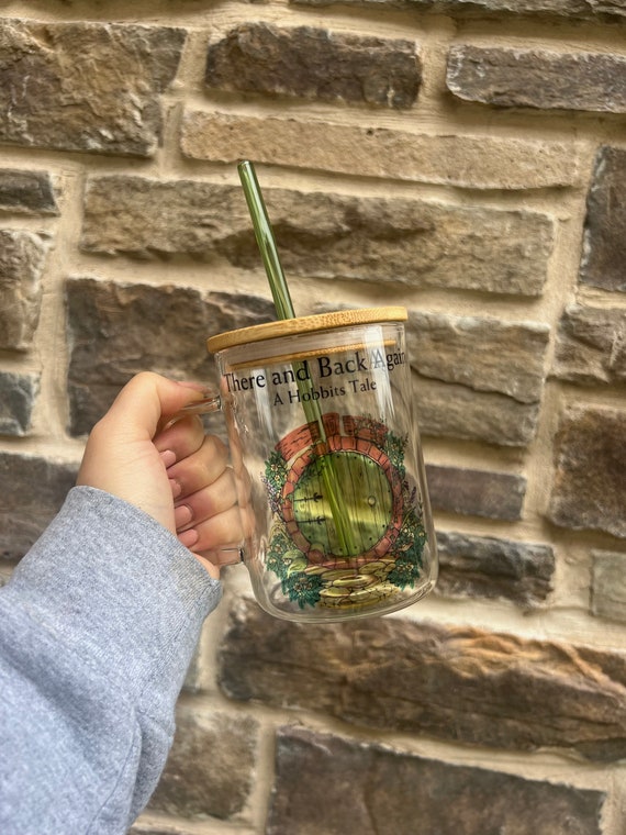LOTR Hobbit Mug | There and Back Again, Bamboo Lid & Straw