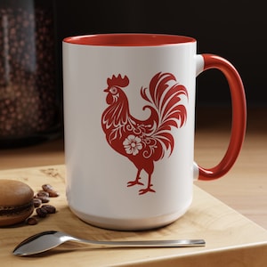 Rooster Mug, Rooster Coffee Cup, Chicken Mug, Cottagecore Mug, Bird Mug, Rooster Gifts, Rooster Mom Gift, Chicken Coffee Mug, Chicken Gifts