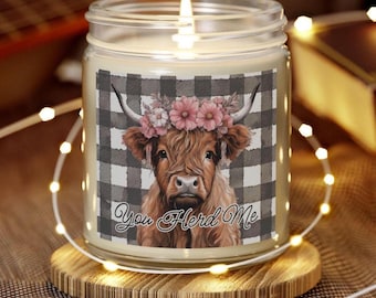 Personalized Highland Cow Candle, Custom Highland Cow Decor, Scottish Cow Gifts, Unique Highland Cow Gift, Highland Cow Gift For Her