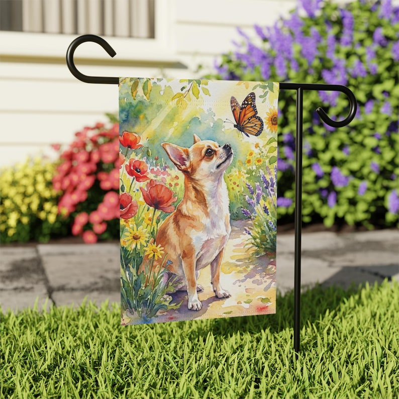 Chihuahua Summer Garden Flag, Chihuahua Yard Banner, Chihuahua Gifts, Gifts For Chihuahua Mom, Chihuahua Lover, Chihuahua Yard Flag image 4