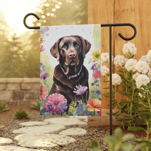 Vlag chocolade labrador tuin, vlag chocolade lab tuin, vlag chocolade labrador retriever, chocolade lab minnaar cadeau, vlag chocolade lab moeder afbeelding 2