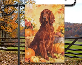 Irish Setter Autumn Flag, Irish Setter Fall Garden Flag, Irish Setter Fall Yard Decor, Fall Irish Setter Banner, Gift For Irish Setter Lover