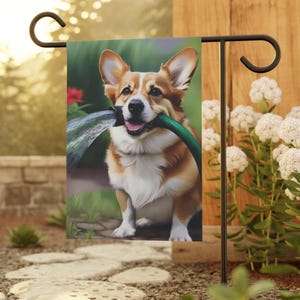 Corgi House Banner, Pembroke Welsh Corgi Garden Flag, Summer Yard Art - Cute Corgi Lover Gift, 12x18 Inches