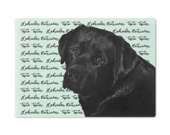 Labrador Retriever Snijplank, Engels Lab Home Decor, Cadeau voor liefhebber van Labrador, Black Lab Glass Cutting Board, Labrador Chopping Block